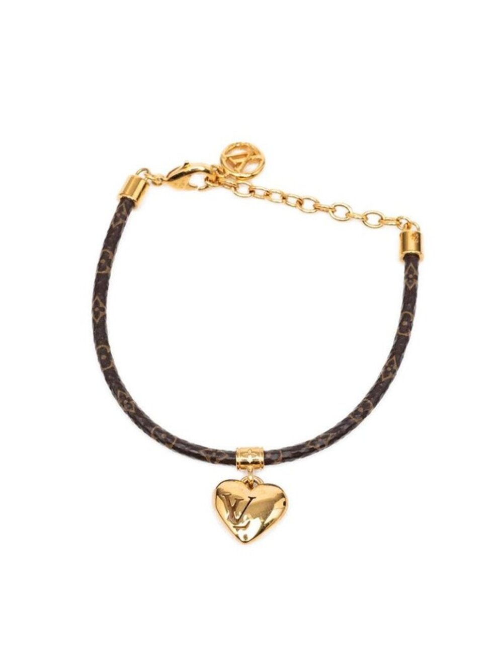 Louis Vuitton Monogram Bracelet Blooming Heart Brown Plated